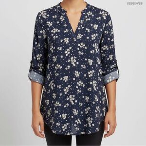 Lush Navy Floral Blouse